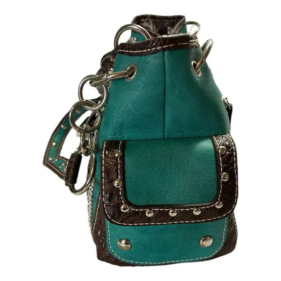 Ladies Western Bling Concealed Carry Turquoise Green Purse - Picture 8 of 16